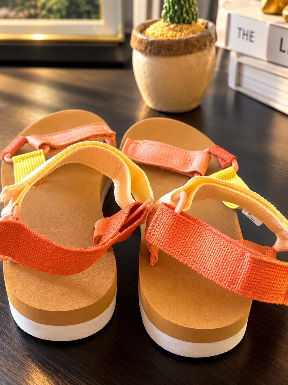 Kids Adjustable Strap Sandals in Orange, Yellow and Tan